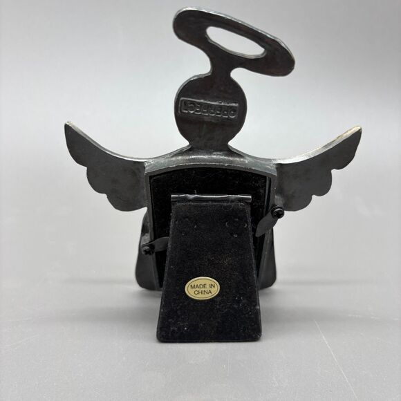 Vintage HK Perfect Angel Picture Frame Pewter Style 2x3 Folk Art Photo Holder - Picture 2 of 6